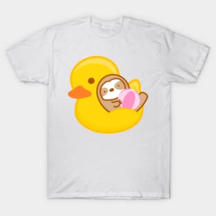 Cute Summer Rubber Duckie Float Sloth T-Shirt